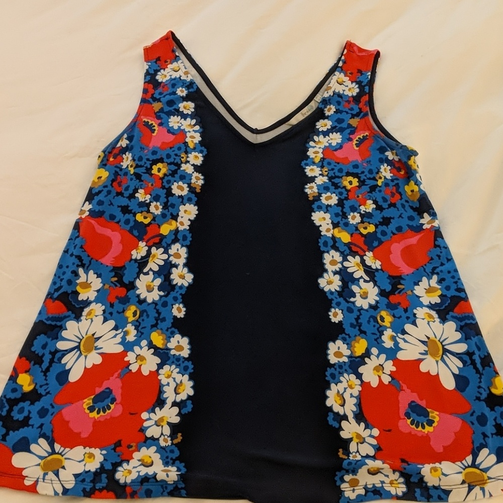 Boden blue floral knit tank top